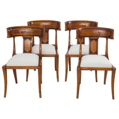 Set of Four Empire Style Cherry Wood Klismos Chair