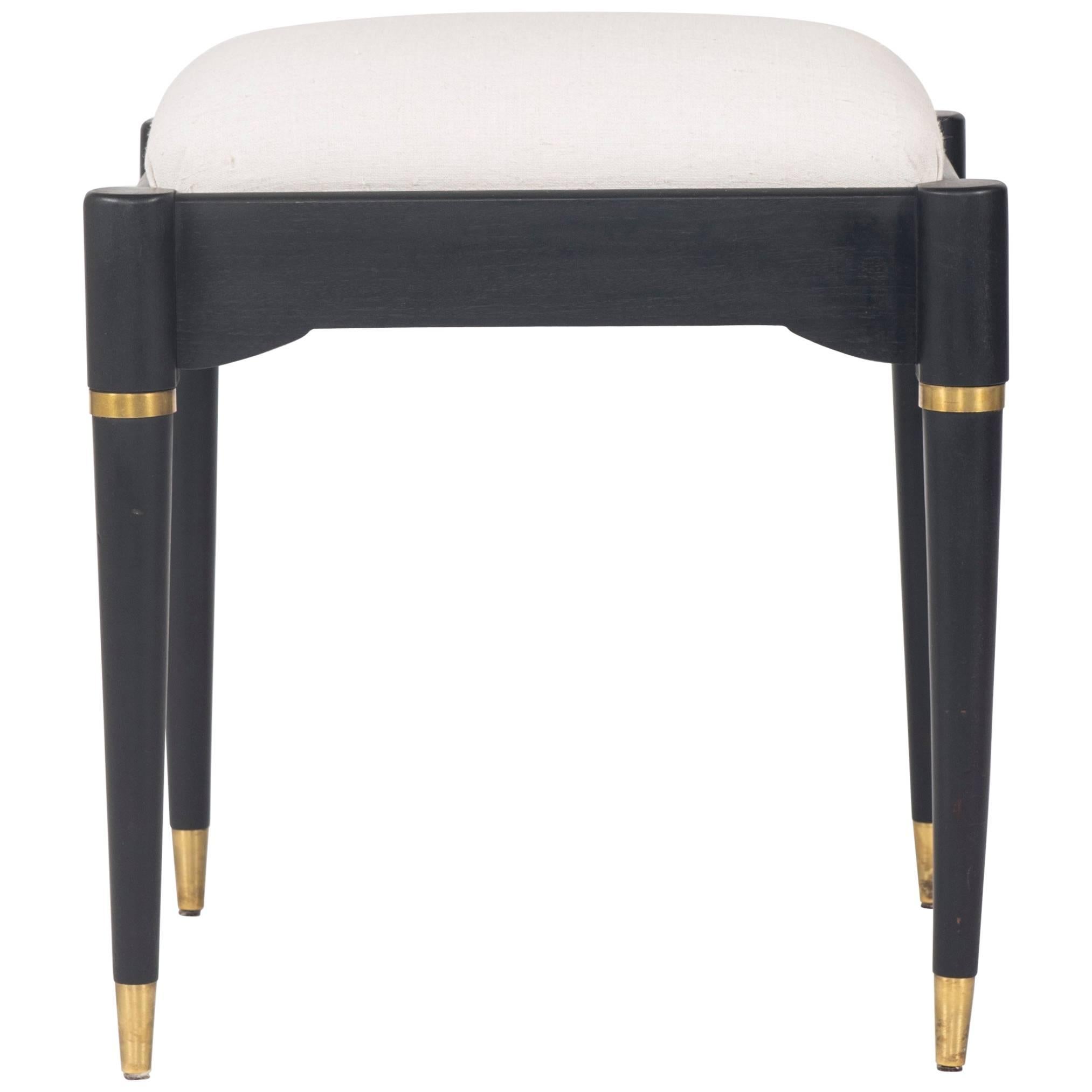 Ebonized and Brass Parzinger Inspired Ottoman