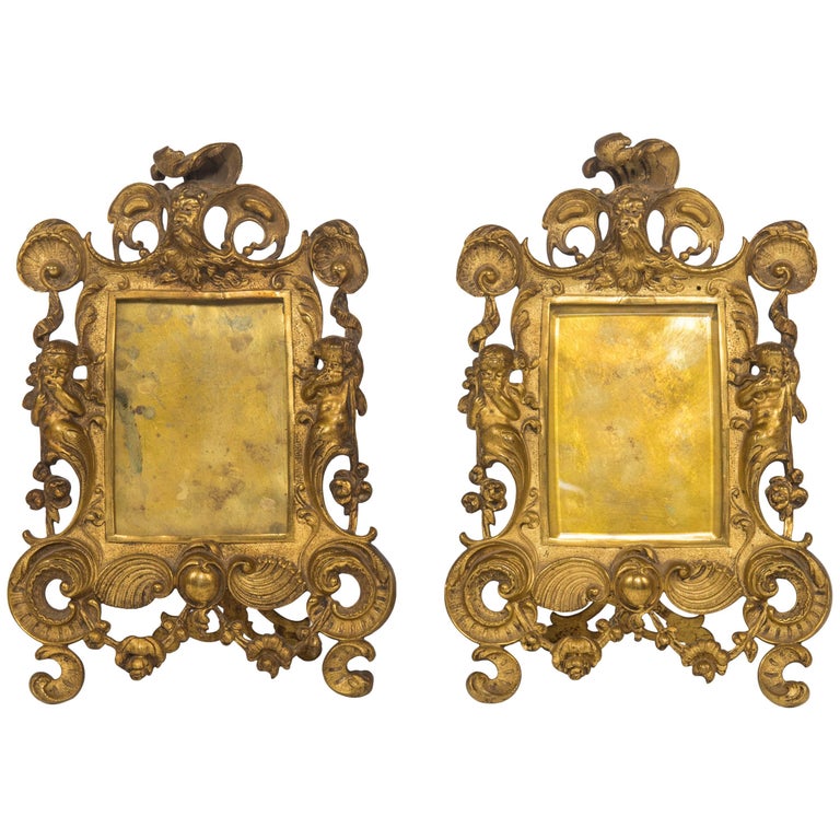 Pair of 19th Century French Louis XV Style Gilt Bronze Picture Frames