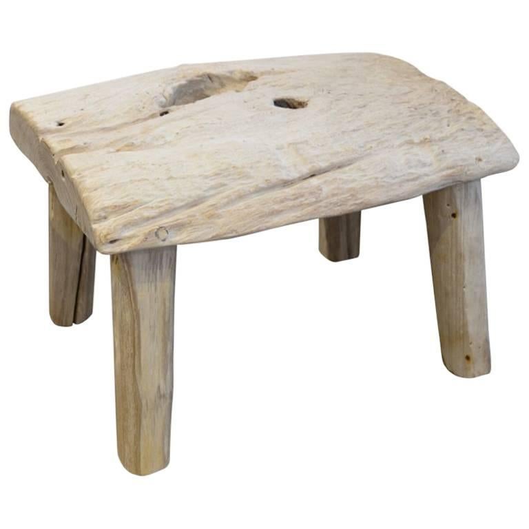 Andrianna Shamaris St. Barts Bleached Teak Wood Side Table or Stool