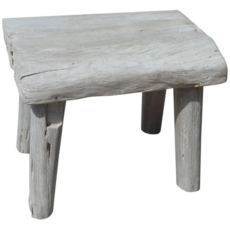 Andrianna Shamaris Bleached Teak Wood Side Table or Stool