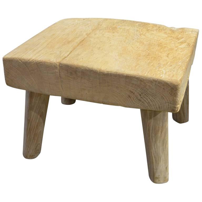Andrianna Shamaris Bleached Teak Wood Stool, Side Table at 1stDibs