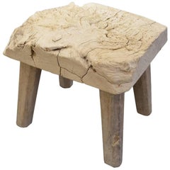 Andrianna Shamaris Bleached Teak Wood Stool or Side Table