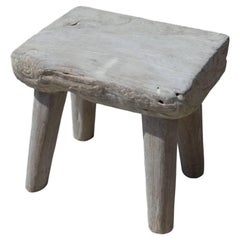 Bleached Teak Wood Stool or Side Table