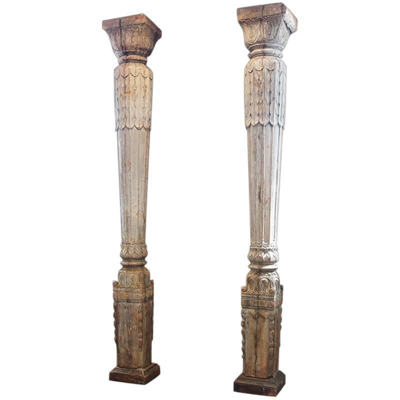 Antique Carved Teak Columns