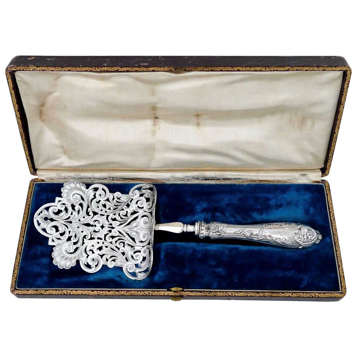 Canaux French Sterling Silver Asparagus/Pastry/Toast Server Box Dragon