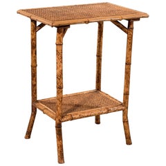 Antique Bamboo Lamp Side Table Oriental Victorian Quality Two-Tier, circa 1900