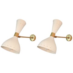 Pair of 1950s Italian Diablo Wall Lights, Stilnovo Style