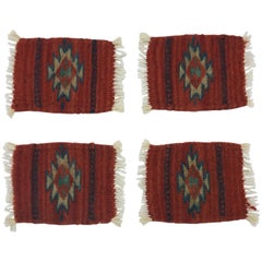 1960s Kilim Rug Coasters, Set of Four