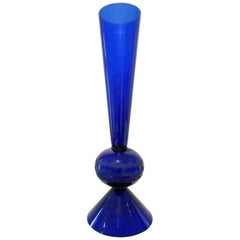 Large Murano Blue Glass Vase by Matteo Thun Rinascimento Collection for Tiffany 