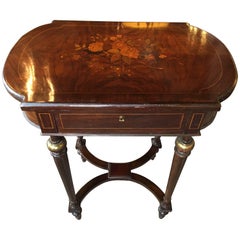 Antique Inlaid Floral Writing Desk or Vanity with Bronze Mounts