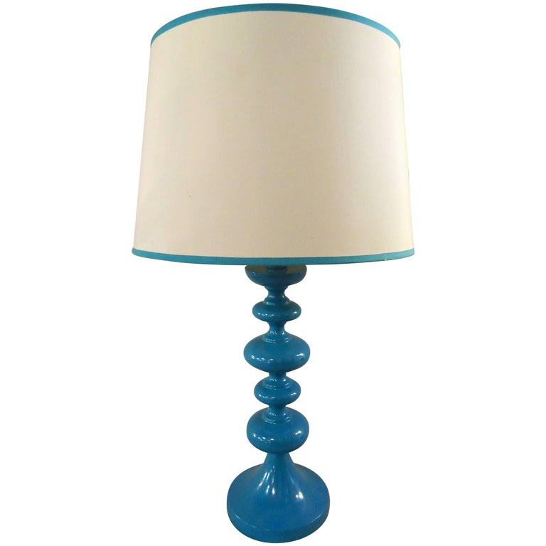 MidCentury Style Blue Table Lamp For Sale at 1stDibs