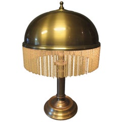Art Deco Table Lamp Brass and Fringe