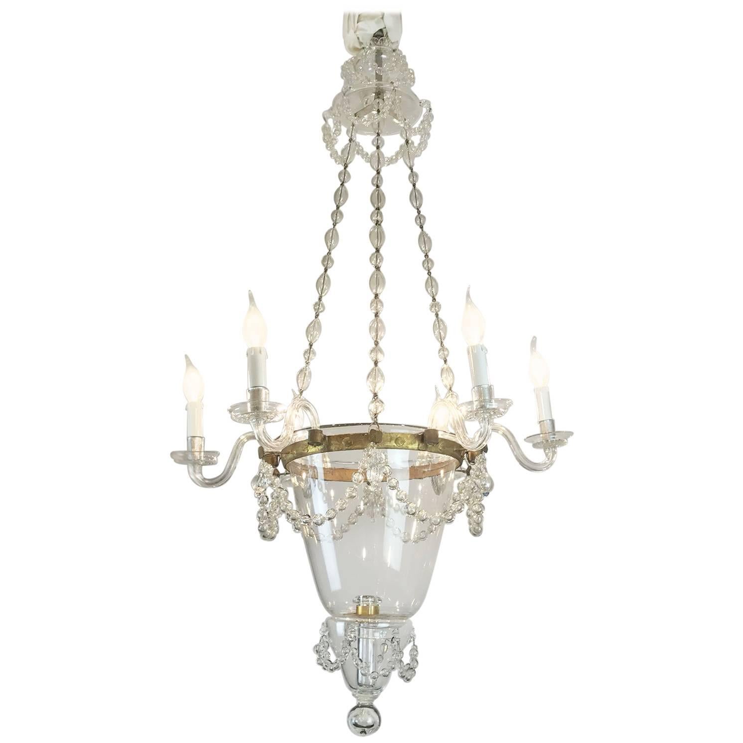 19th Century Venetian Clear Murano Glass Six-Light Chandelier