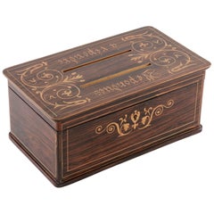 Charles X Period Visiting Card Box of Palisander Marquetry with Lemonwood Inlay