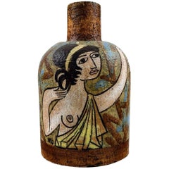 Mari Simmulson for Upsala-Ekeby Ceramic Vase. Nude Woman in Profile