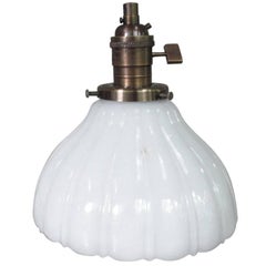 Ribbed Milk Glass Skirt Shade Pendant 6