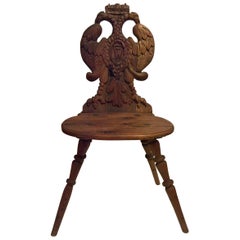 19th Century Austrian Black Forest Hand-Carved Wood Board Chair