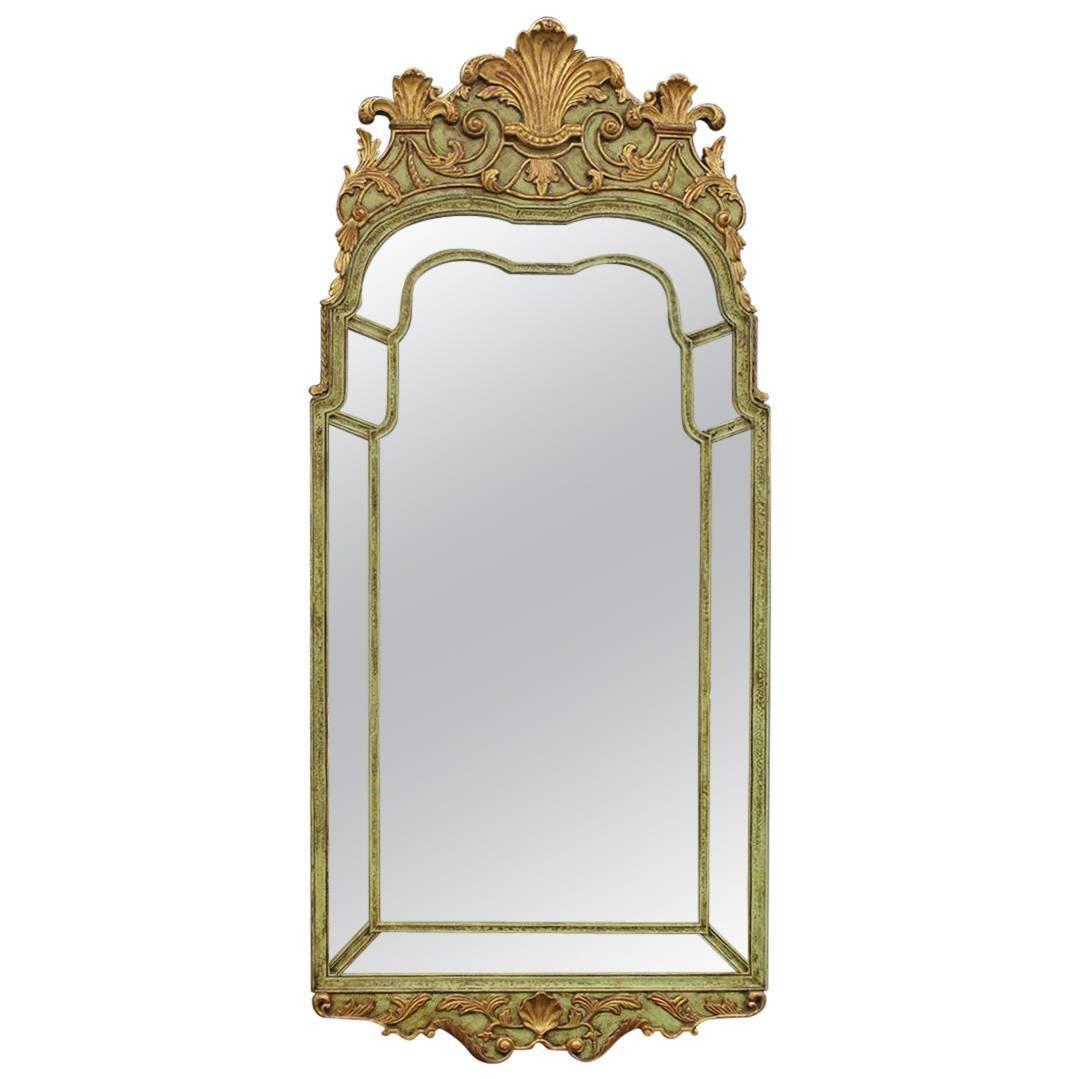 George II Style Parcel-Gilt and Green Painted Mirror