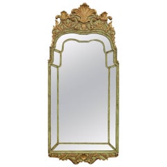 George II Style Parcel-Gilt and Green Painted Mirror