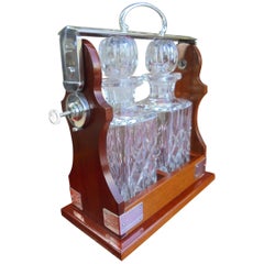 Antique Mahogany and Silver Plated Two Bottle Tantalus