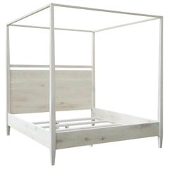 Washed Oak Moder Four Poster Bed