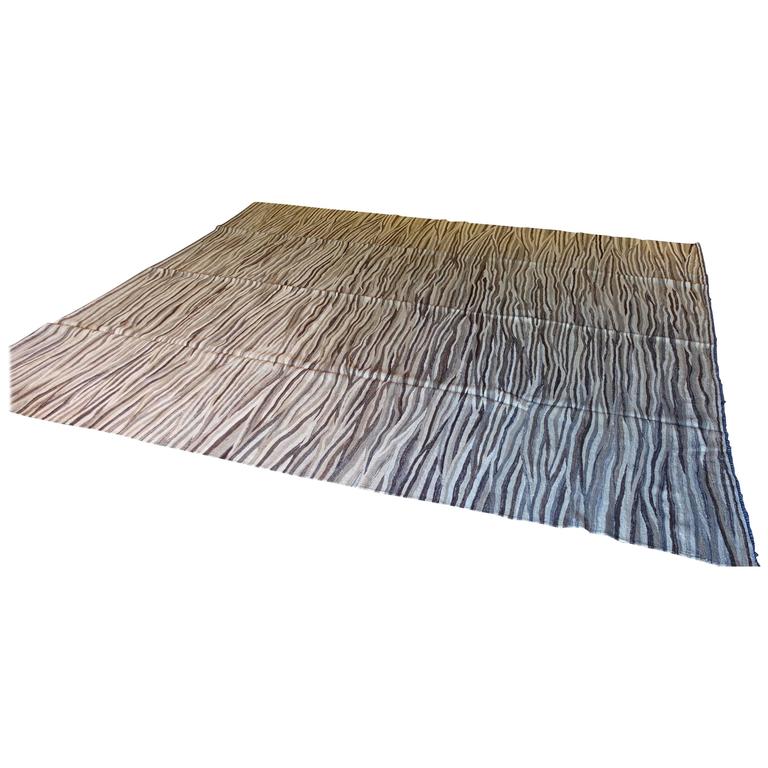 Wavy Stripe Kilm, Eastern Europe, Contemporary For Sale