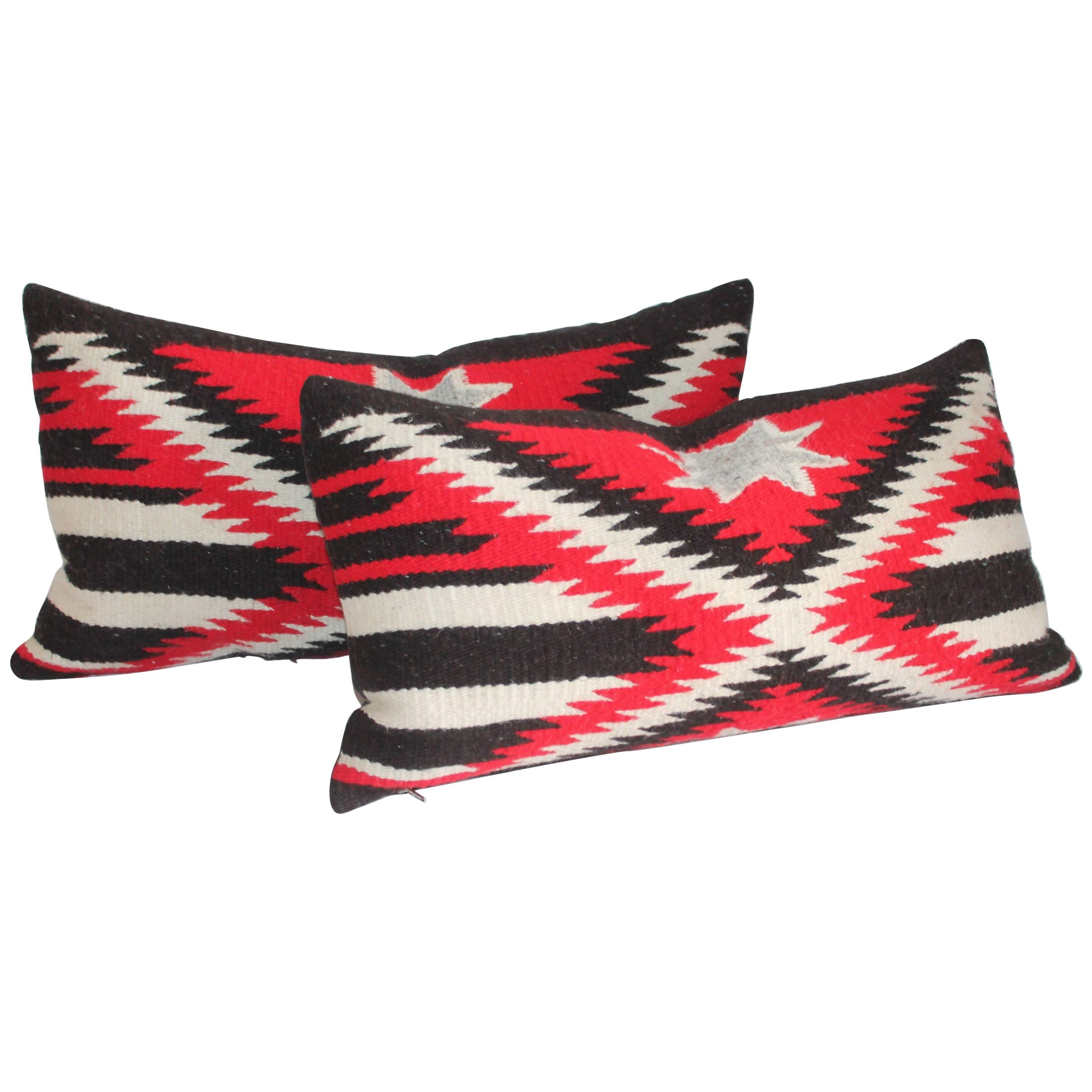 Pair of Navajo Weaving Star Bolster Pillows