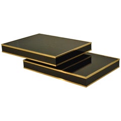 'Atelier De La Boëtie' Lacquer and Brass Coffee Table, France, 1970s 10