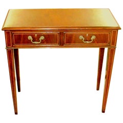 English Bench Made Inlaid Mahogany Hepplewhite Style Two-Drawer Side Table