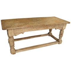 Antique Whitewashed Oak Table from England, Early 1800s