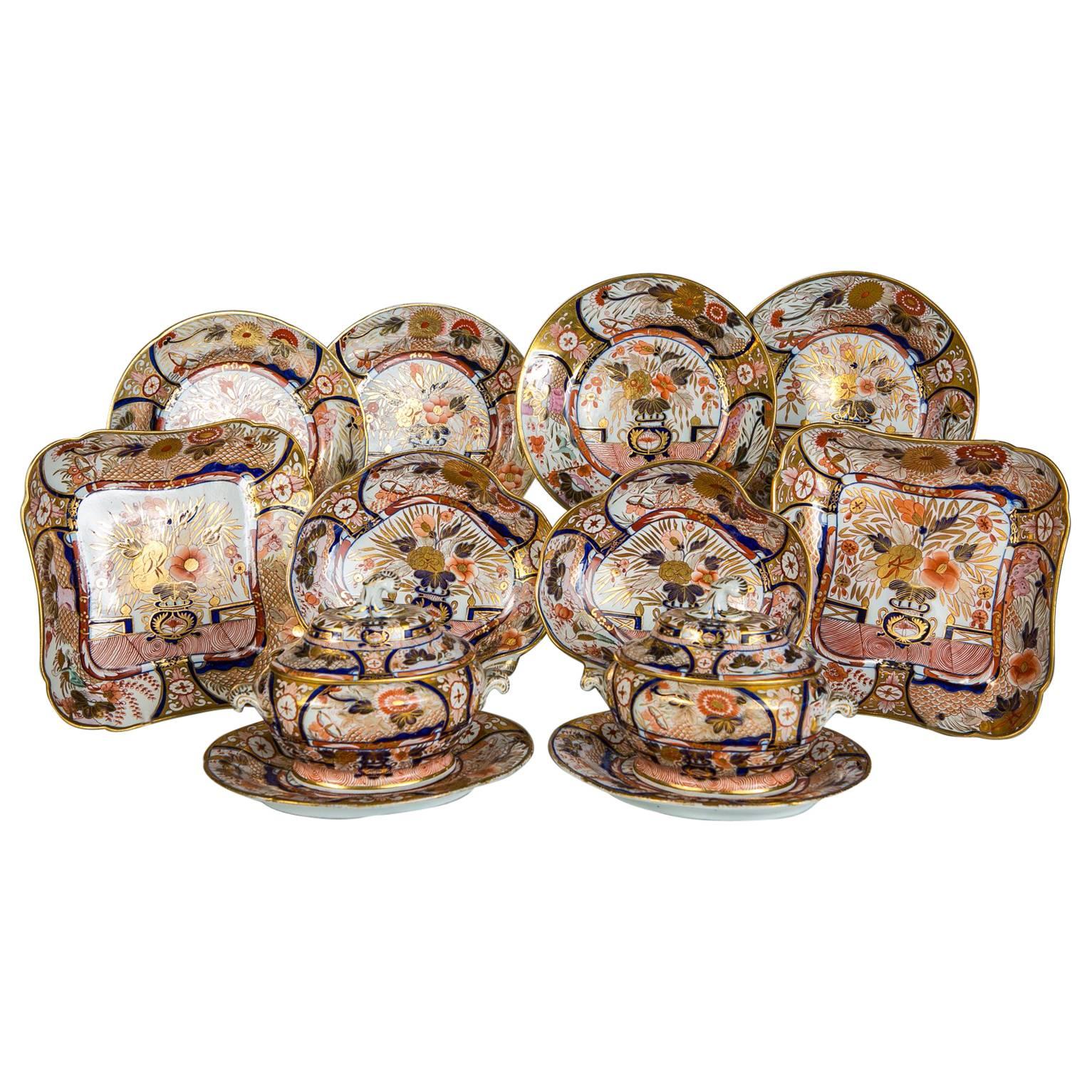Antique Imari Porcelain Dishes in the Coalport "Admiral Nelson" Pattern