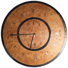 Horloge murale vintage en ronce et chrome par Raymor