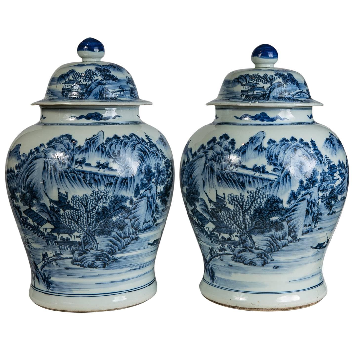 Blue and White Porcelain Ginger Jars