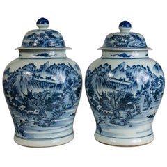 Antique Blue and White Porcelain Ginger Jars