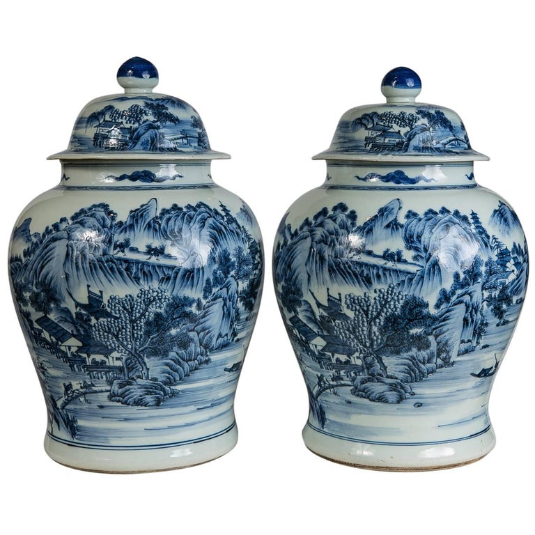 Blue and White Porcelain Ginger Jars at 1stDibs