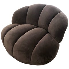 A. Rudin Modernist 20th Century Channel-Back Slipper / Side Chair in New Velvet