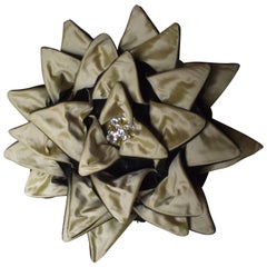 Black Dalia Pillow, Throw Pillow, Unusual Black and Gold, Original Design Pillow