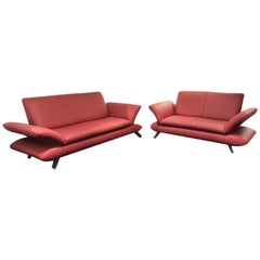 Sofa Set "Rossini" by Manufacturer Koinor in Aluminium and 100% Genuine Leather