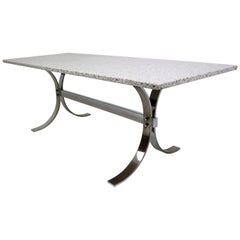 Milo Baughman Attributed Granite and Chrome Coffee Table