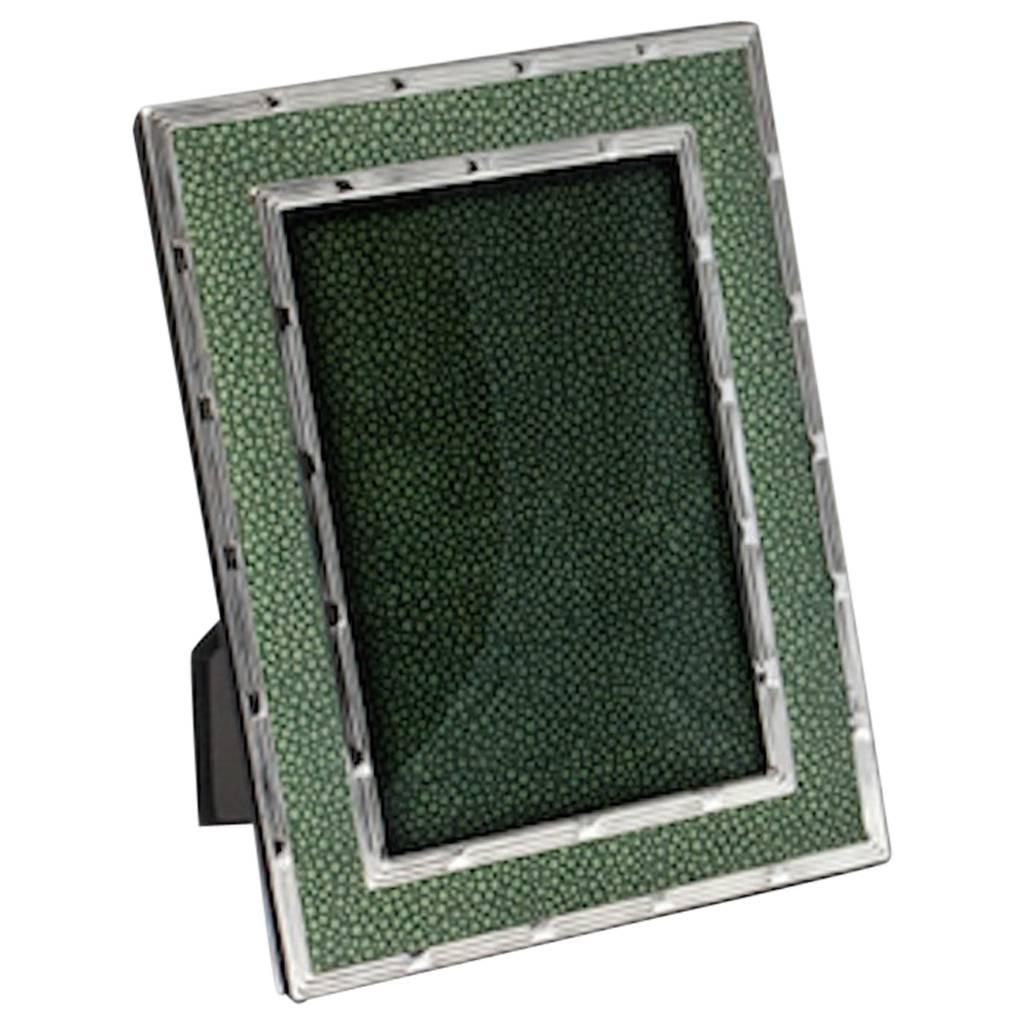 Faux Shagreen Photo Frame Celadon Green For Sale