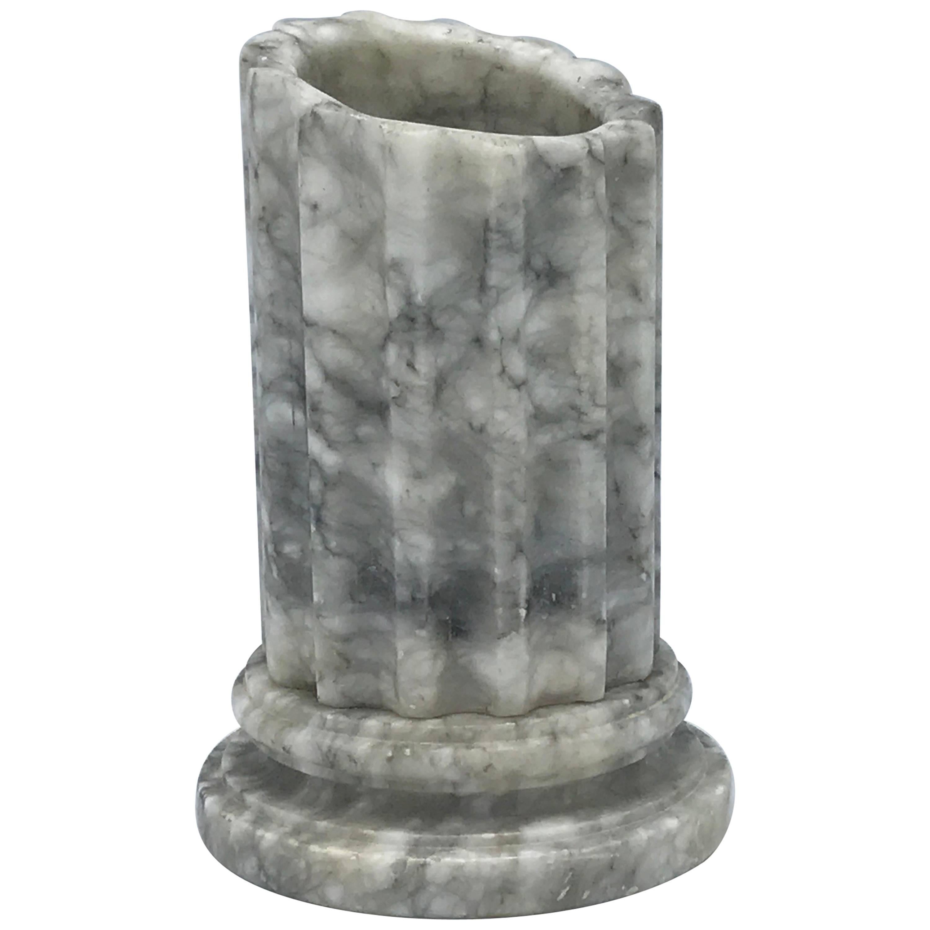1940s Italian Alabaster Column Vase or Pen Cup