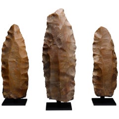 Antique Three Huge Neolithic Flint Cores, 8500 BC