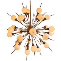 Modern Murano Glass and Brass sputnik Chandelier