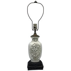 1960s Blanc de Chine Pierced Table Lamp with Decorative Base