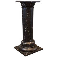 Marbled Pedestal of Black and White Painted Wood, 1930s