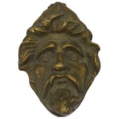 1950s Brass Male Face Door Knocker Sculpture