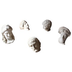 Highly Decorative Group of Five 20th Century Plaster Portrait Head Studies