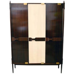 Wooden Wardrobe Attributed to Ico Parisi Italian Production in Solid Rosewood