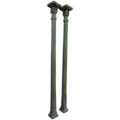 Pair of Antique Carved and Painted Corinthian Type Columns
